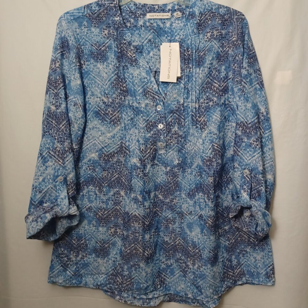 NOTATIONS LIGHTWEIGHT CONVERTIBLE SLEEVE BLOUSE